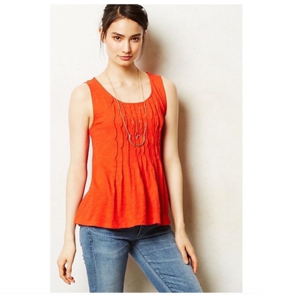 Deletta by Anthropologie • Twisted Pleats Cotton Tank in Red